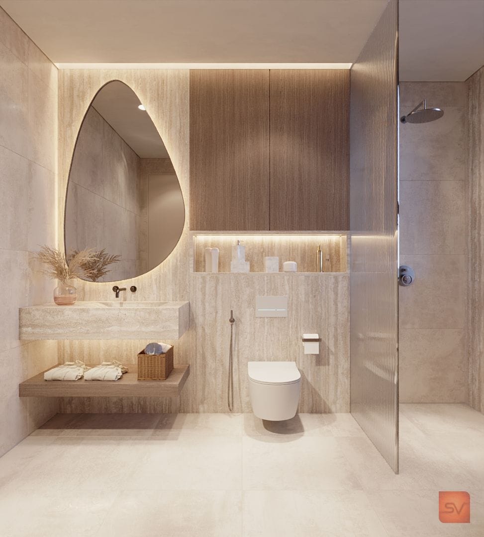Alshamsi Villa, The Petal Mirror. Light traces its edge.