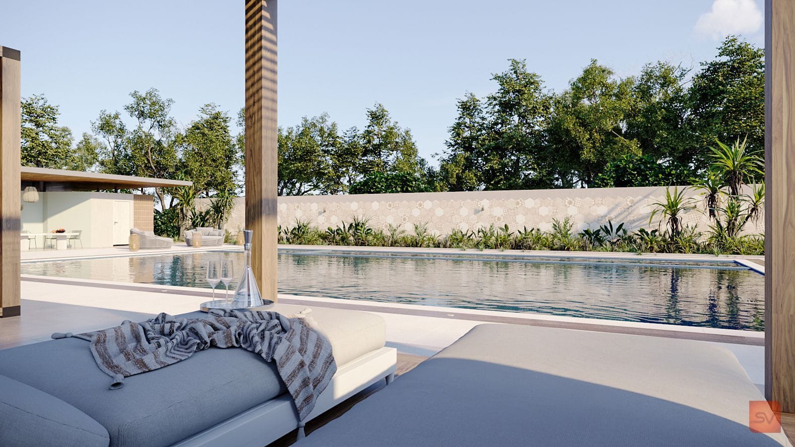 Kajaria, The Daybed. A blanket by the water.