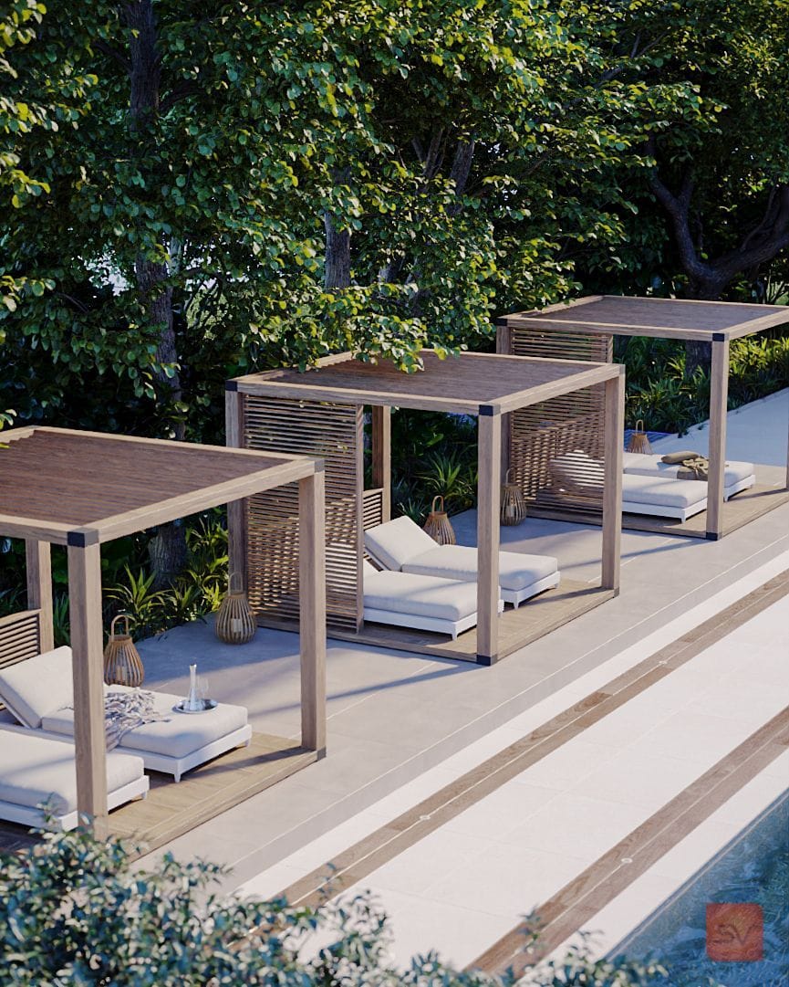 Kajaria, The Garden Frames. Timber squares in green.