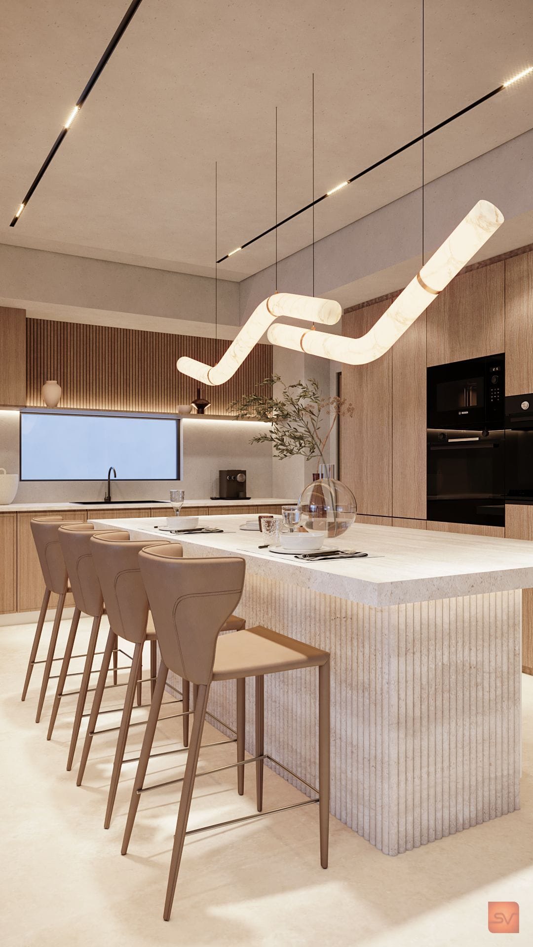Nausheen Villa, The Light Bend. A pendant folds mid-air.