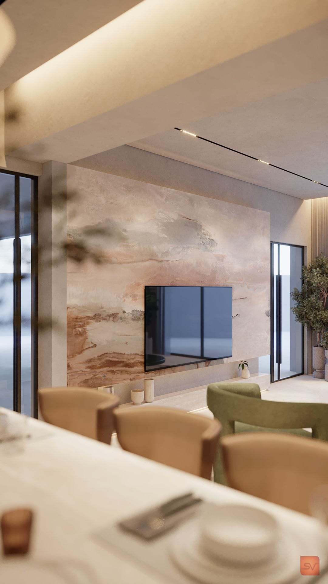 Nausheen Villa, The Cove. A ceiling holds its own dawn.