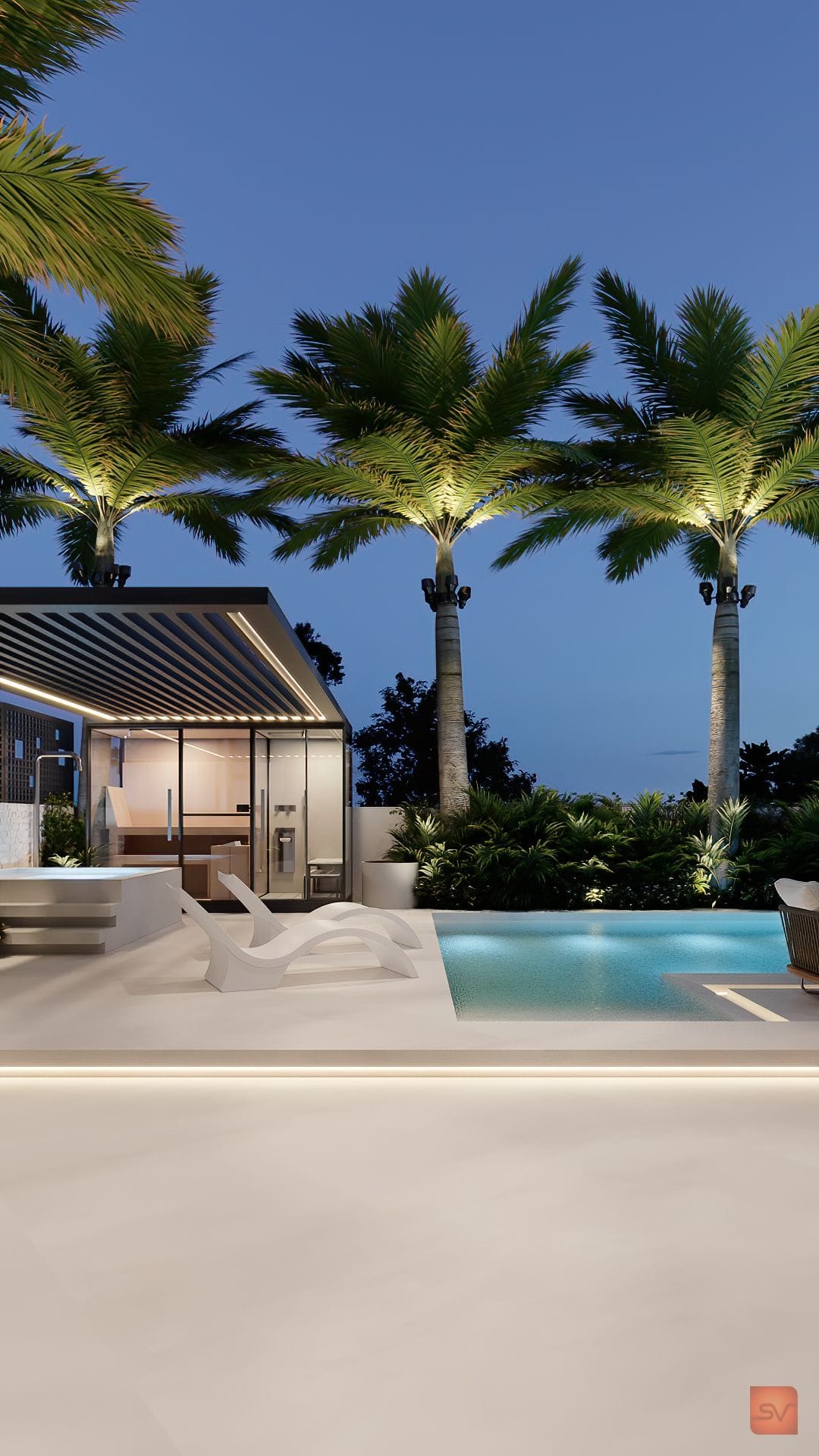 Nausheen Villa, One Last Palm. The island sky signs off.